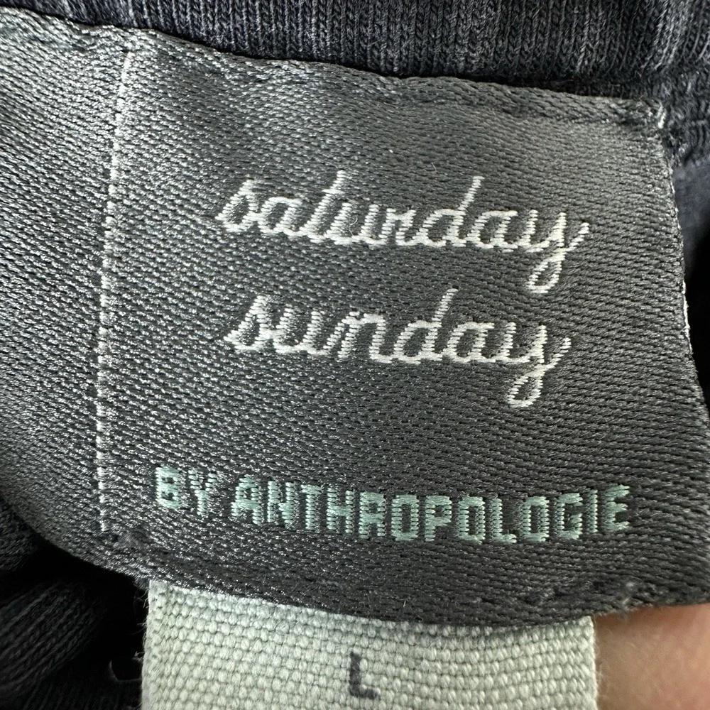 Saturday Sunday Anthropologie Women's L Belted Jogger Pants Natural Black‎ Fade